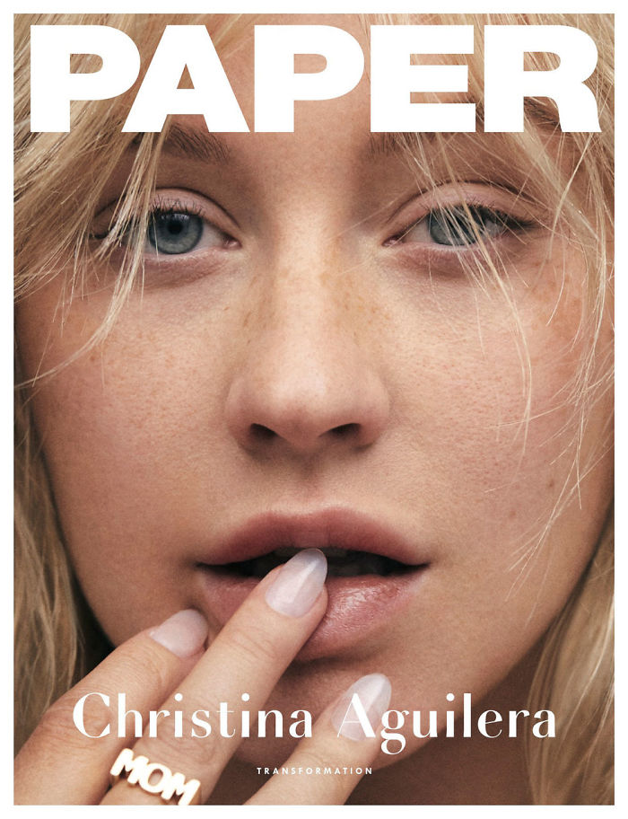 Portada de la revista Paper con Christina Aguilera sin maquillaje
