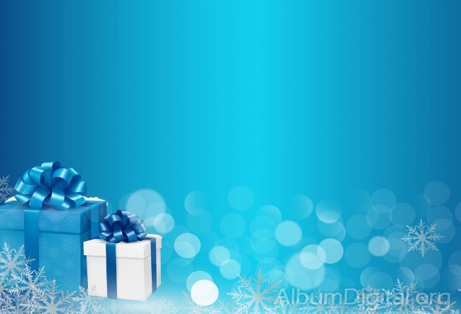 Fondo azul con regalos de Navidad para álbumes classic de Hofmann
