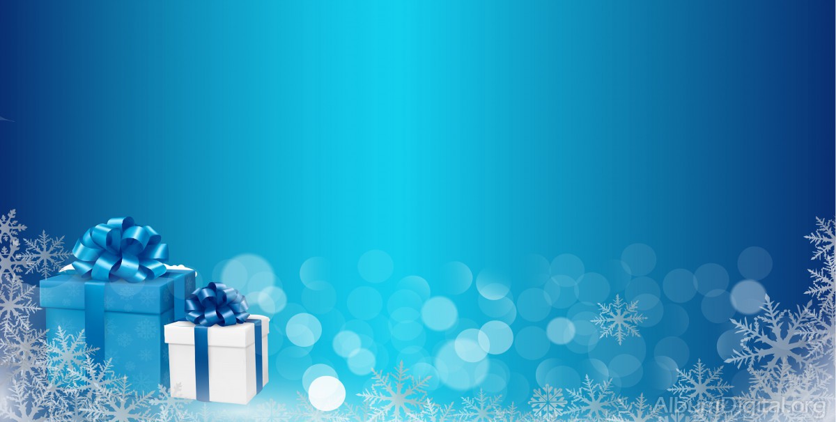 Fondo azul con regalos de Navidad para lbumes maxi de Hofmann