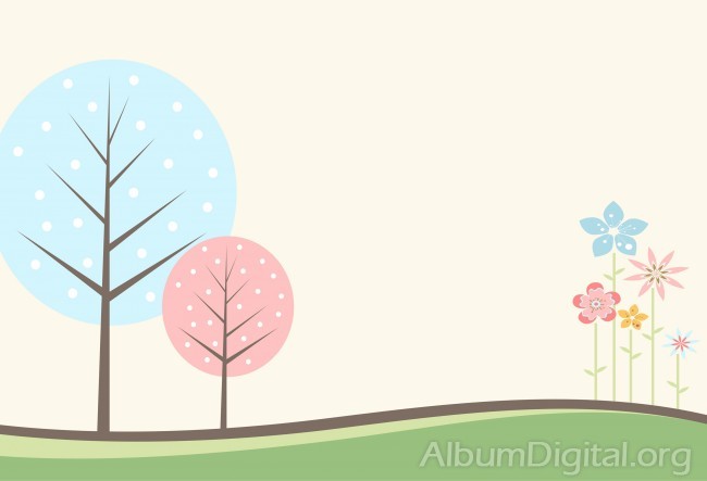 Fondo infantil álbum classic árboles y flores