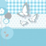 Foto Fondo infantil álbum classic mariposas y flores azul