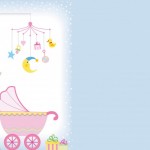 Foto Fondo para lbum de bebs con dibujos de ropa y carrito