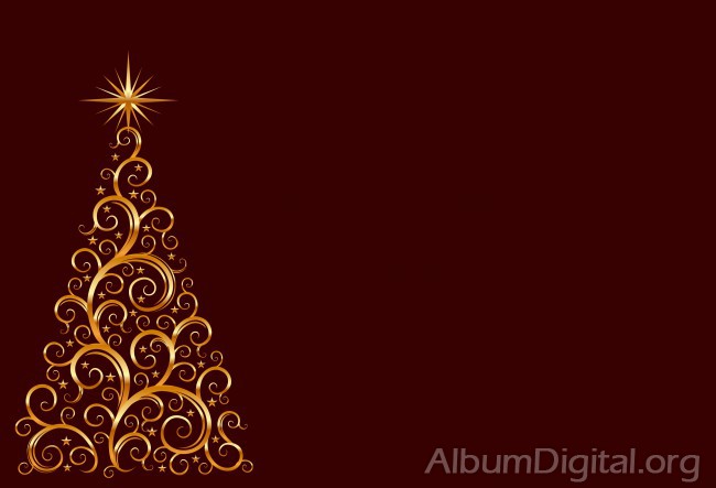 Fondo rojo con árbol de Navidad dorado. Tamaño classic