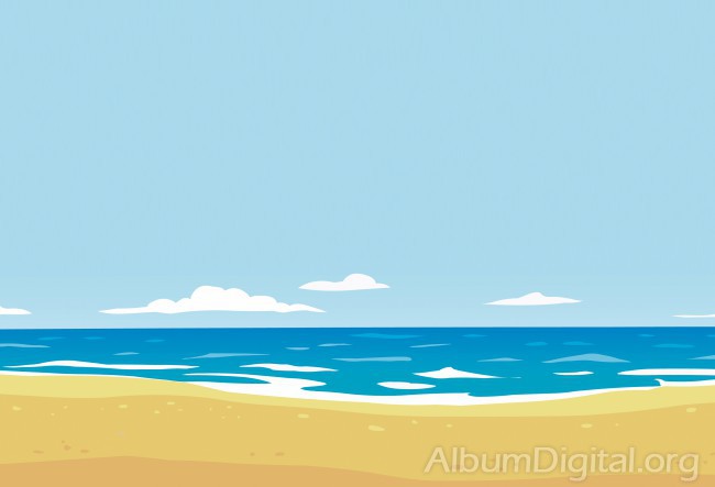 Playa desierta. Fondo para álbum de vacaciones Hofmann clásico.