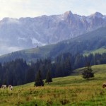 Foto Valle y montañas alpinas